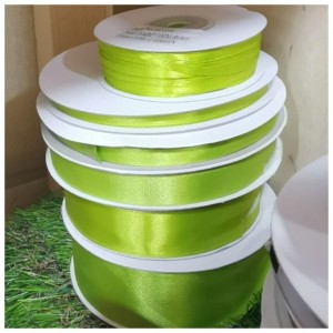 Κορδέλα σατέν διπλής όψης λαχανί Κορδέλα σατέν διπλής όψης λαχανί