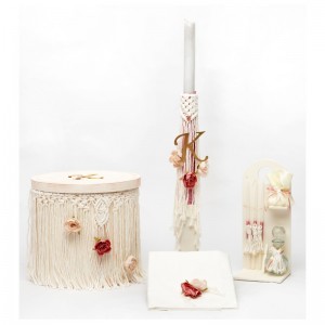 Μονόγραμμα λουλούδια μακραμέ σετ βάπτισης BB4017008 Μονόγραμμα λουλούδια μακραμέ σετ βάπτισης BB4017008