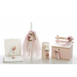 Σετ βάπτισης λουλούδια μονόγραμμα ΣΚΒ-2343