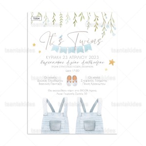 Προσκλητήριο βάπτισης It's Twins TS594