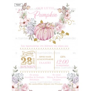 Προσκλητήριο βάπτισης κολοκύθα TS447