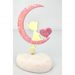 Μπομπονιέρα βάπτισης ροζ φεγγάρι BA57