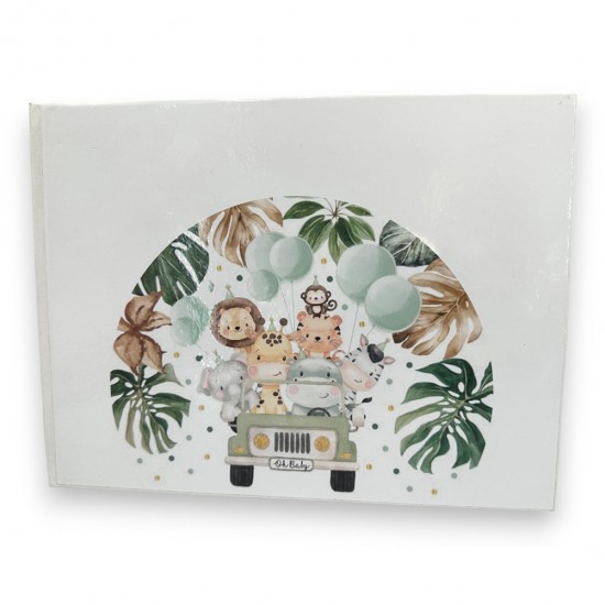 Βιβλίο ευχών ζωάκια του δάσους σε jeep BEA89